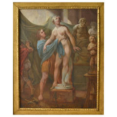 Pygmalion, is adoring his sculpture, painting by C.A. Lorentzen