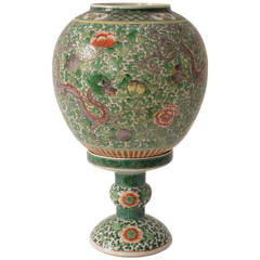 Vintage Chinese famille verte porcelain censer