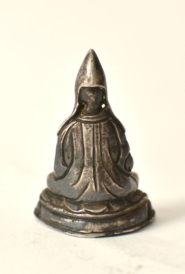 Chinese Miniature Silver Buddha, circa 19th Century or Earlier