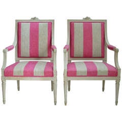 Pair of Swedish Gustavian Chairs, Stockholm, Signed