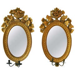 Pair of Swedish empire girandol mirrors.