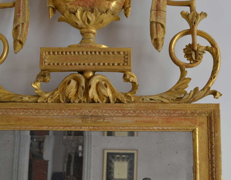 18th Century and Earlier Danish Louis XVI Giltwood Mirror, circa 1790