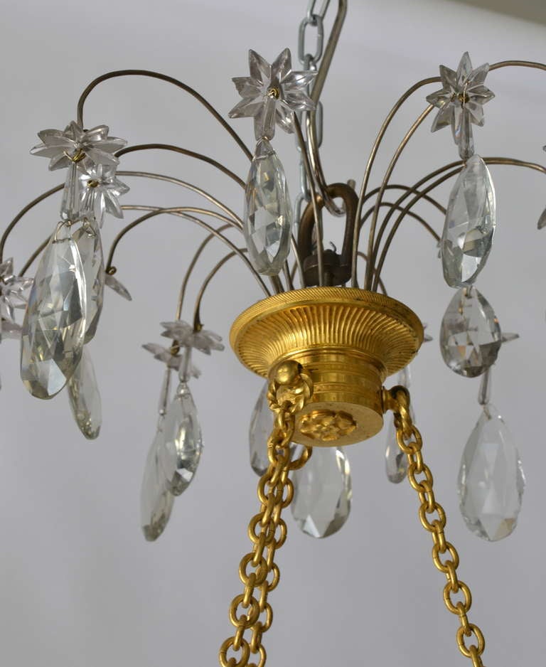 Russian Gilt Bronze and Blue Glass Chandelier, First Half of the 19th Century 1
