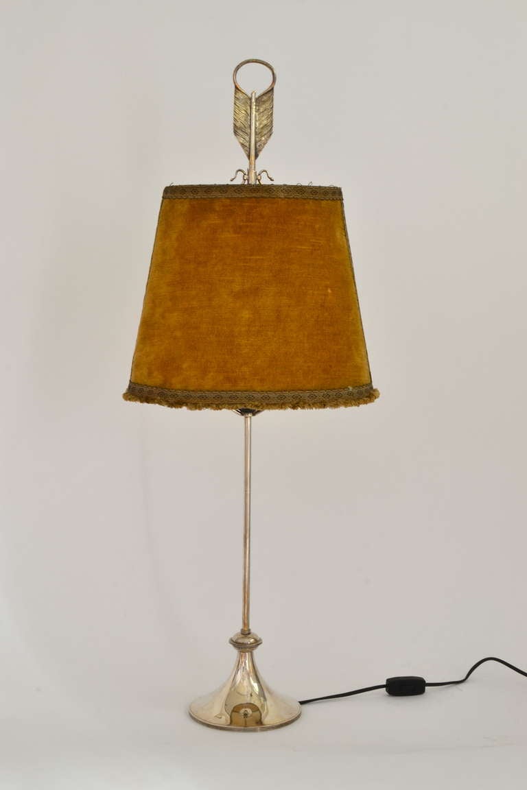 Silver plated lamp from the first half of the 20th century. Marked F. Valenti.