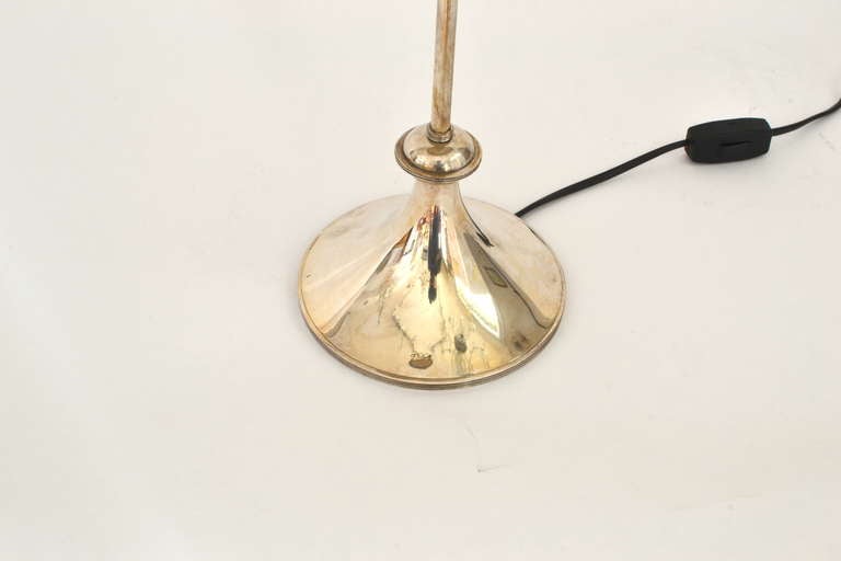 Mid-Century Modern Silver Plated Lamp Marked F. Valenti