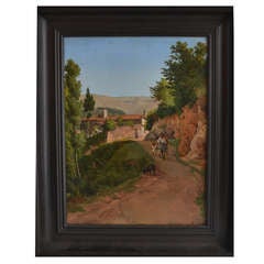 Village in Italian Landscape by Gustav Wilhelm Palm (1810-1890)