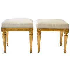 A Pair of Swedish Gustavian Stools, Circa 1790