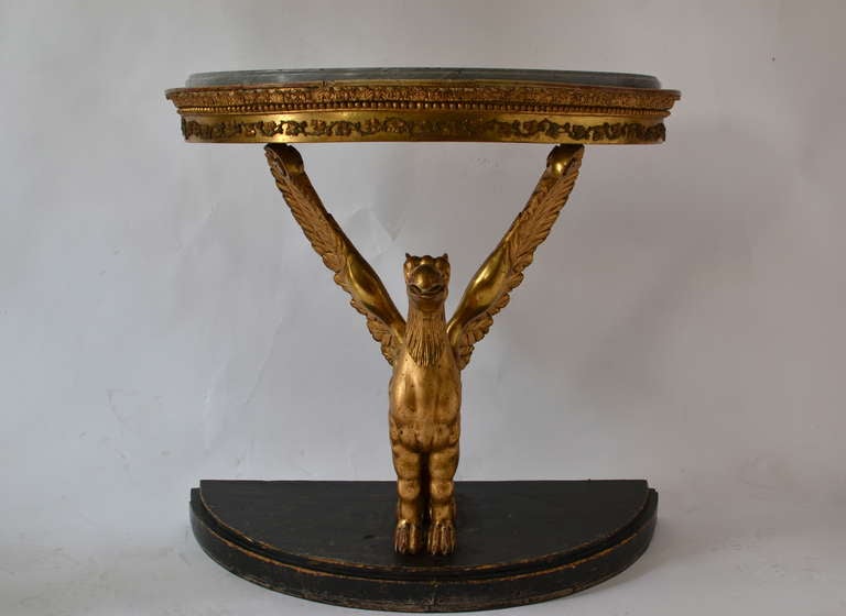 Carved Swedish Giltwood Empire Console Table Circa 1820