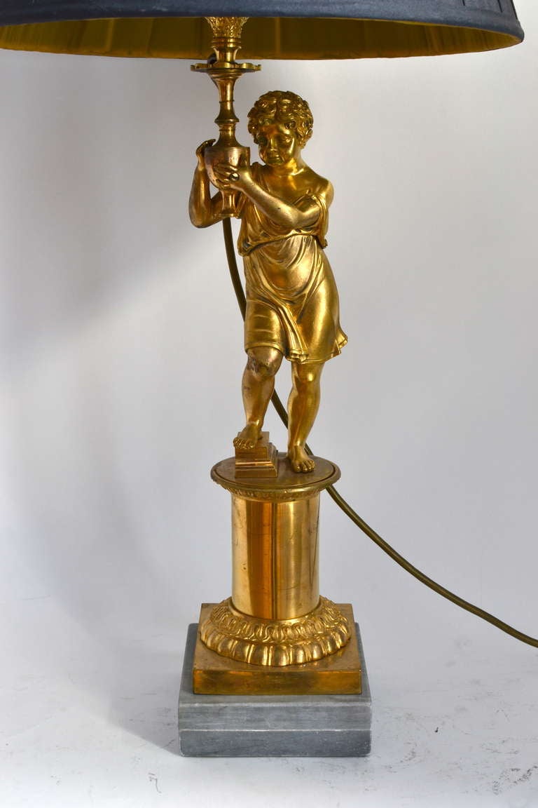 French Gilt Bronze Lamp, Empire, Circa 1820 In Good Condition In Stockholm, SE