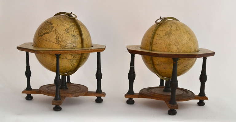 A very rare pair of terrestrial and celestial globes with original stands. Signed Anders Åkerman, 1759. Anders Åkerman lived (1721-1778) they are both in very good condition.