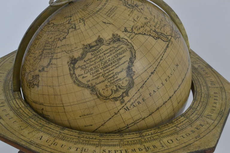 18th Century and Earlier Important Pair of Terrestrial and Celestial Globes, Stockholm, 1759