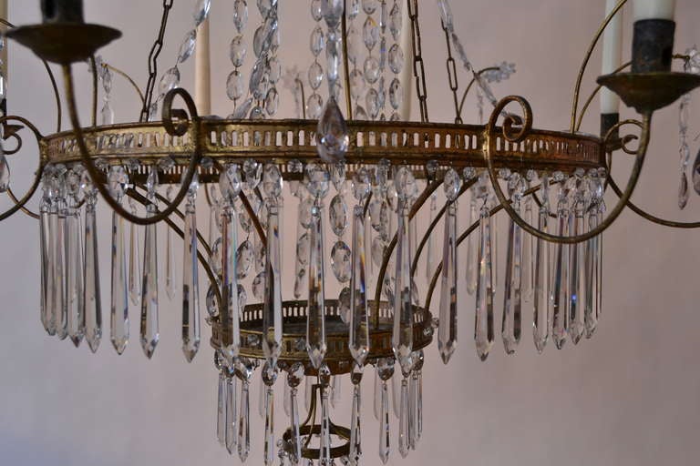 Neoclassical Bronze painted tin plate chandelier, 18th/19th century, Germany