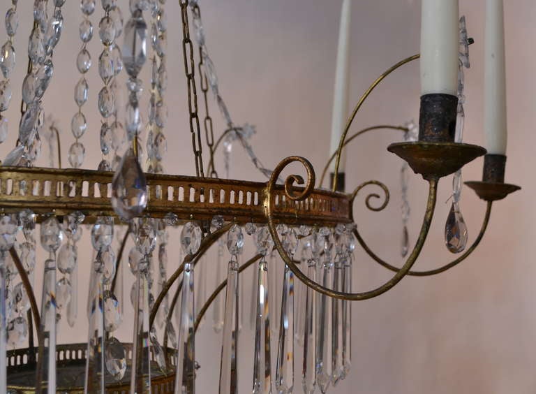 Bronze painted tin plate chandelier, 18th/19th century, Germany In Good Condition In Stockholm, SE