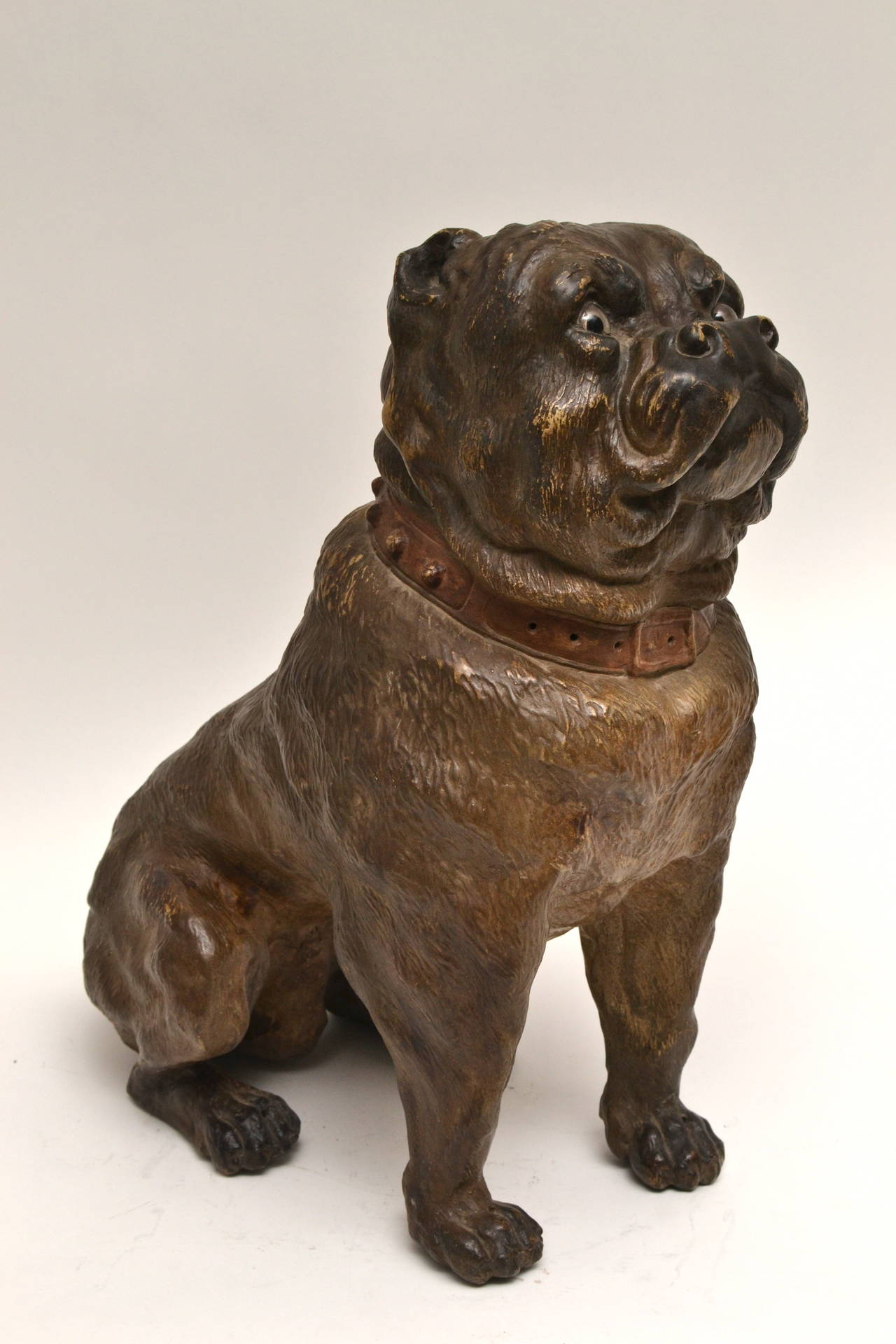 Austrian Large Painted Terracotta Dog, Late 19th Century