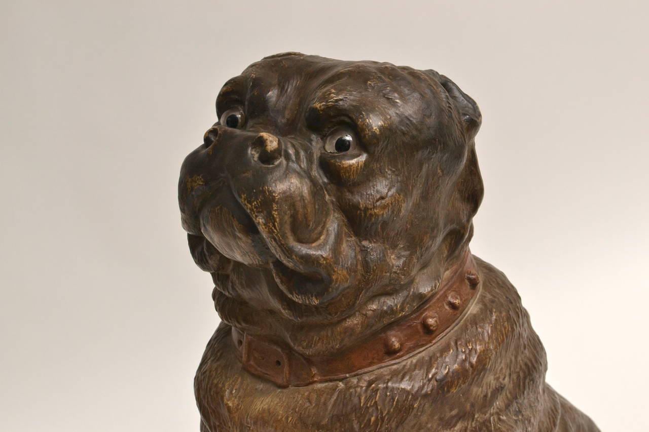 Large Painted Terracotta Dog, Late 19th Century 3