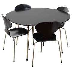 Table and chairs designed by Arne Jacobsen for Fritz Hansen, Denmark, 1960's