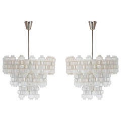 A pair of chandeliers, attr. Carl Fagerlund for Fagerhult, Orrefors, 1950´s 8