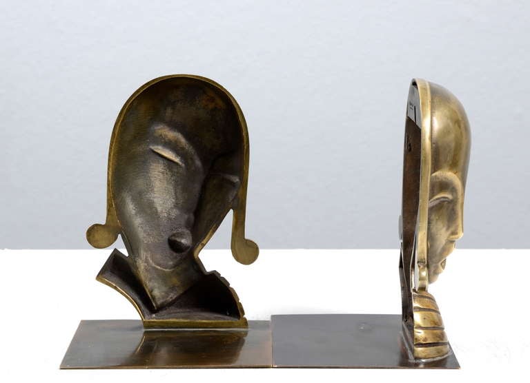 Brass Bookends by Carl-Einar Borgström for Ystad Metall Art Deco 1930's Swedish
