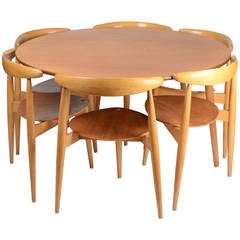 Dining set, "Hjertegruppen" FH4602 and FH4103, by Hans J Wegner for Fritz Hansen