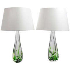 A Pair of Vicke Lindstrand Table Lamps for Kosta Sweden 7