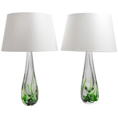 Pair of Vicke Lindstrand Table Lamps for Kosta Sweden