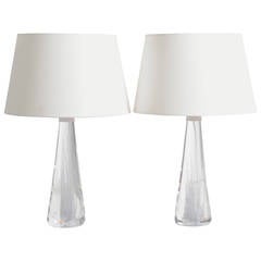 Pair of table lamps in glass, by Vicke Linstrand for Kosta 9