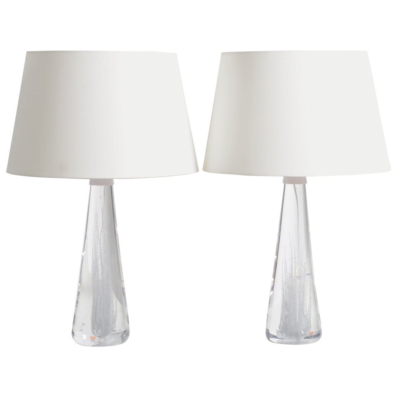 Pair of table lamps in glass, by Vicke Linstrand for Kosta For Sale
