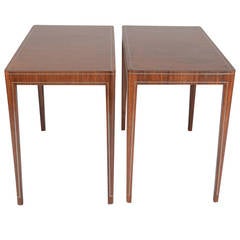 Pair of side tables, walnut and pewter, Sweden 1920/30´s