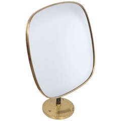 Josef Frank Table/Vanity Mirror in Brass with Leather Wrapping for Svenskt Tenn, Sweden