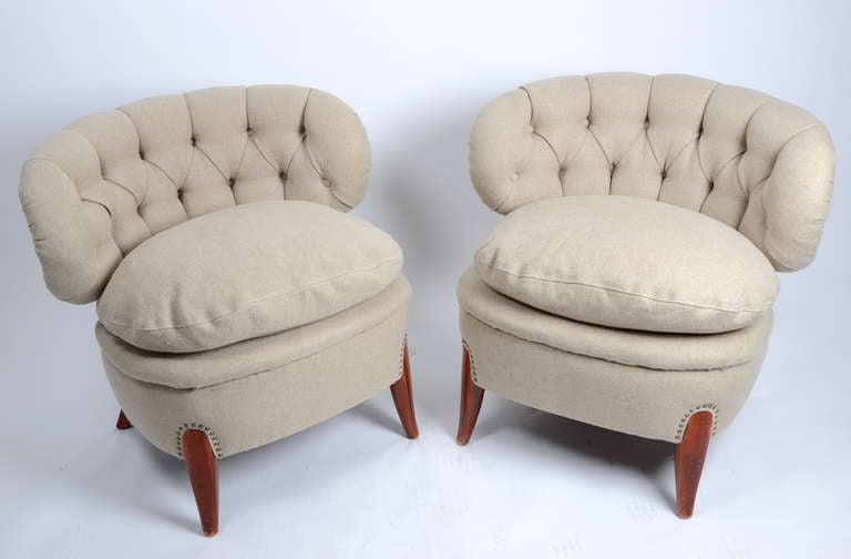 Mid-Century Modern Pair of Swedish Chairs by Otto Schulz / Schultz
