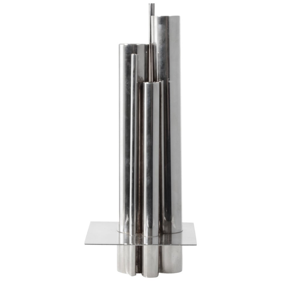 Silver Plated Tube Vase by Jacques Sitoleux for Christofle For Sale