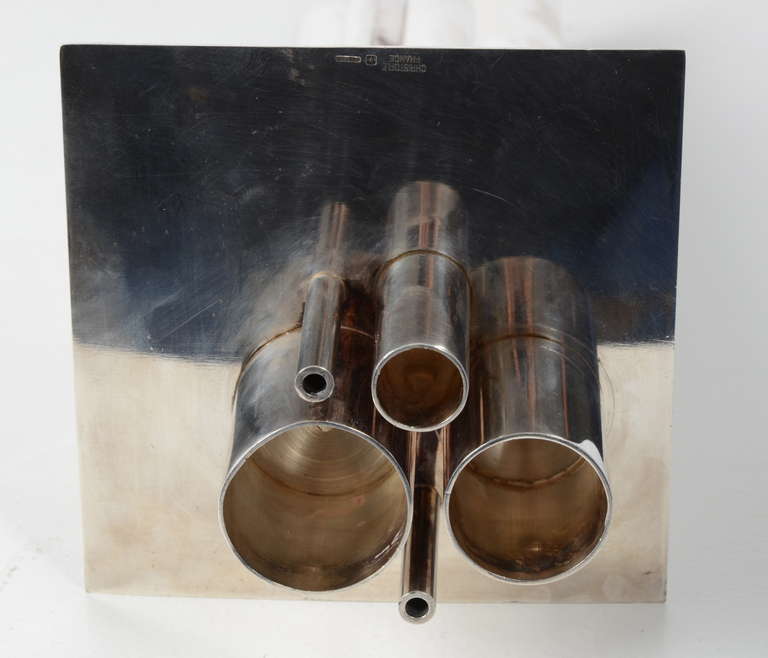 Vase tube en métal argenté de Jacques Sitoleux pour Christofle Bon état - En vente à Stockholm, SE