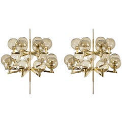 Pair of Chandeliers Made by Hans Agne Jakobsson for Markaryd, Sweden 1960s