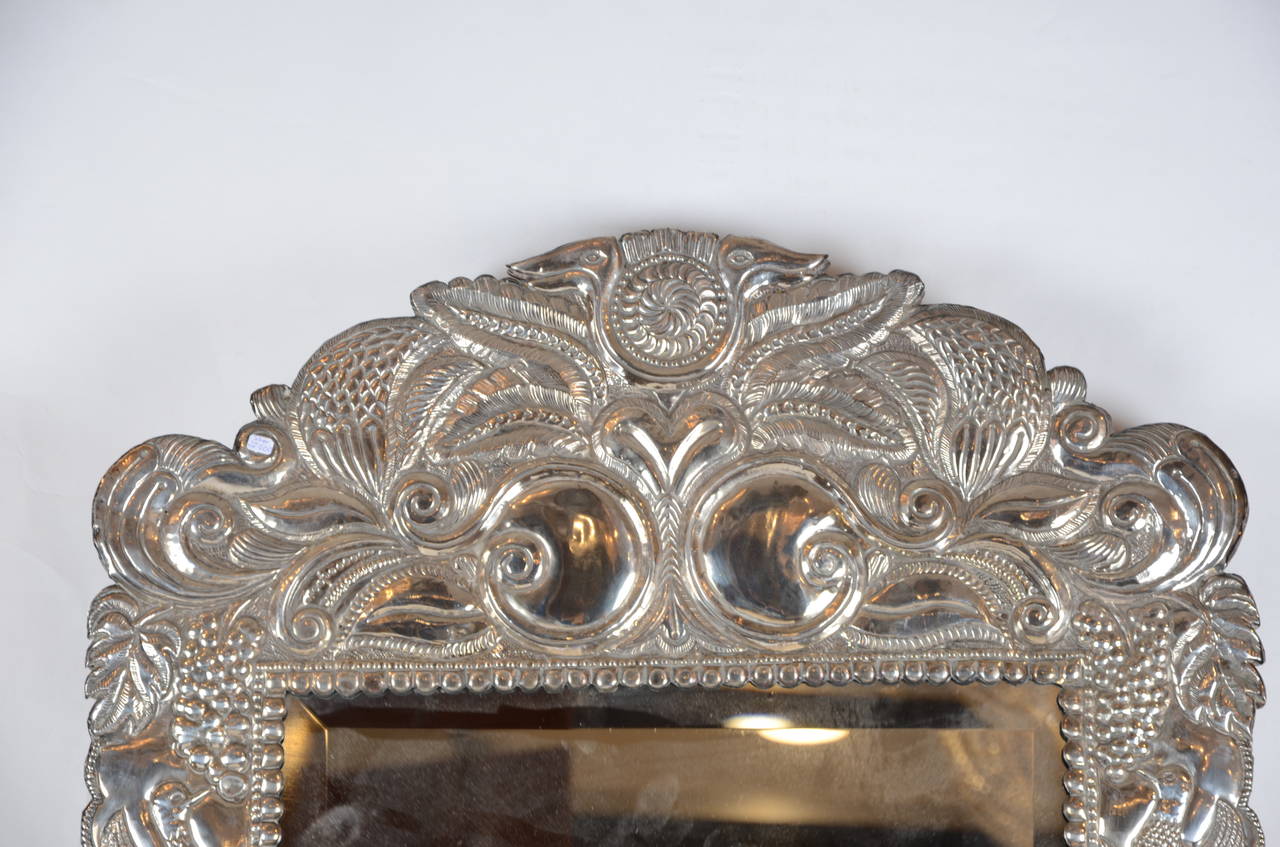 Jugendstil Mirror in Silver Frame, South America 1920-1930