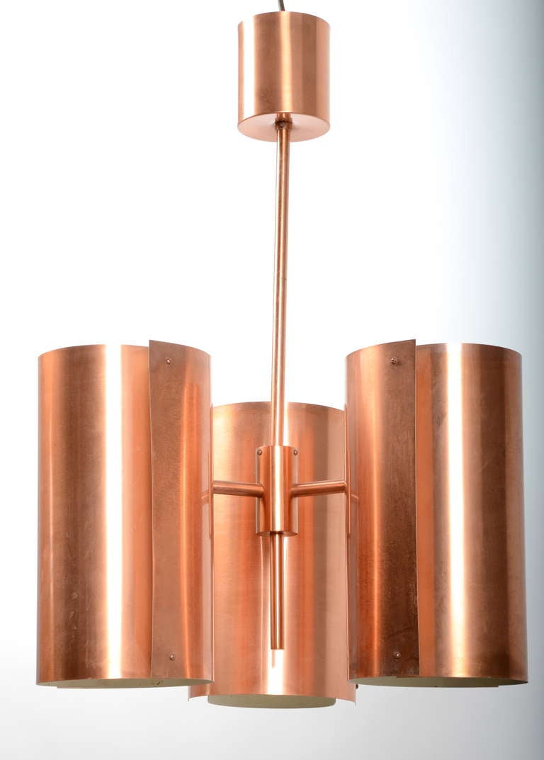 Pendant in copper. 
Designed by Hans Agne Jakobsson, Markaryd, Sweden, 1960's