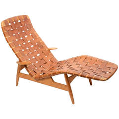 Chaise Lounge in Leather Designed by Arne Vodder, Denmark, 1950's Bovirke