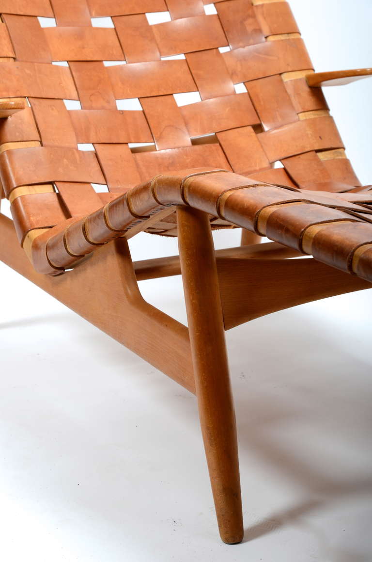Scandinavian Modern Chaise Lounge in Leather Designed by Arne Vodder, Denmark, 1950's Bovirke