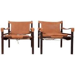 Arne Norell, a Pair of Safari Chairs "Sirocco" with Table, Sweden, 1964