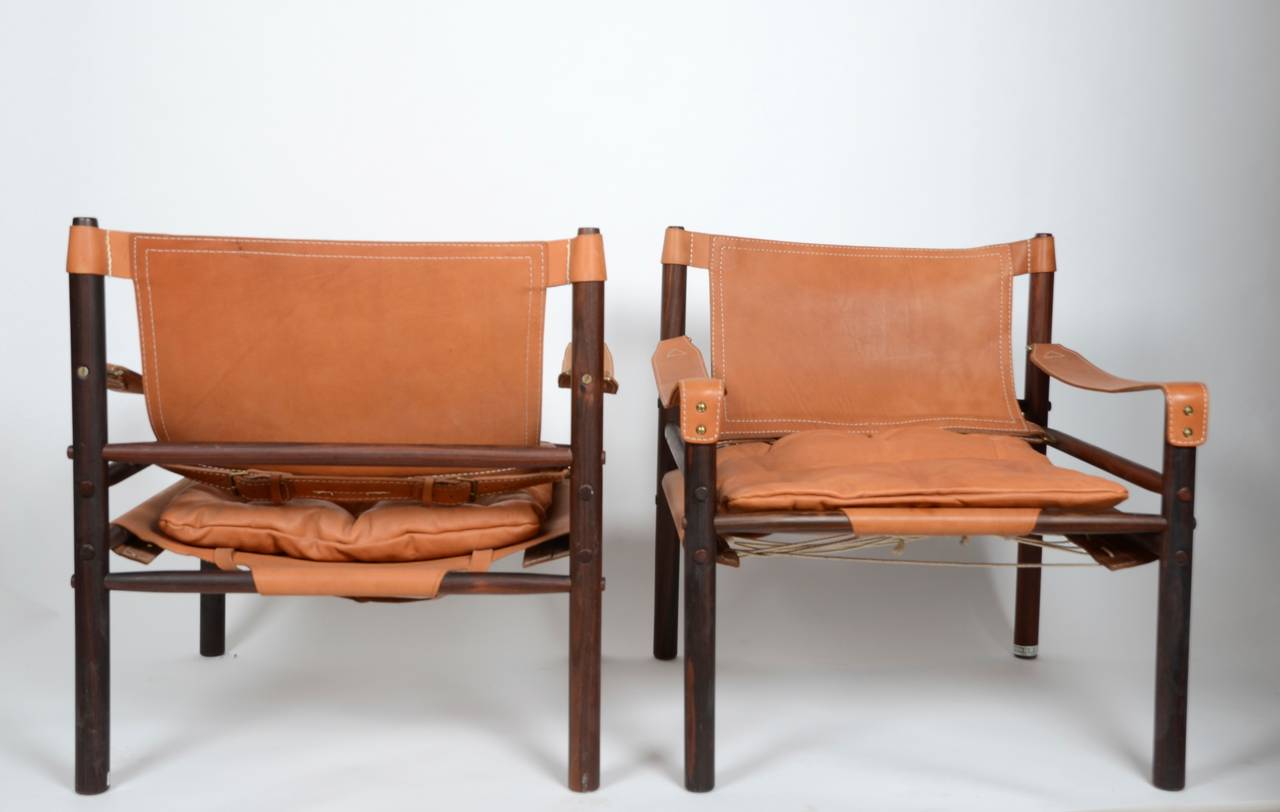 Brass Arne Norell, a Pair of Safari Chairs 