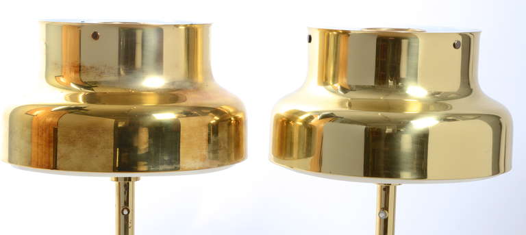 Scandinavian Modern Table Lamps, Brass and Leather, Ateljé Lyktan, Sweden, 1960s For Sale