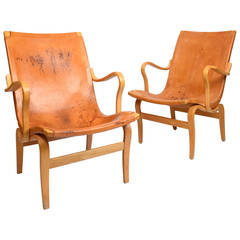 Bruno Mathsson Pair of Eva Chairs in Leather, Sweden