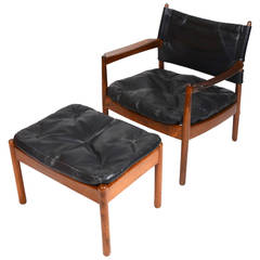 Armchair with Stool, by Gunnar Myrstrand for Källemo, Sweden, 1960s 7