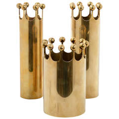 Set of Vases in Brass Designed by Pierre Forsell for Skultuna, Sweden, 1950s 6