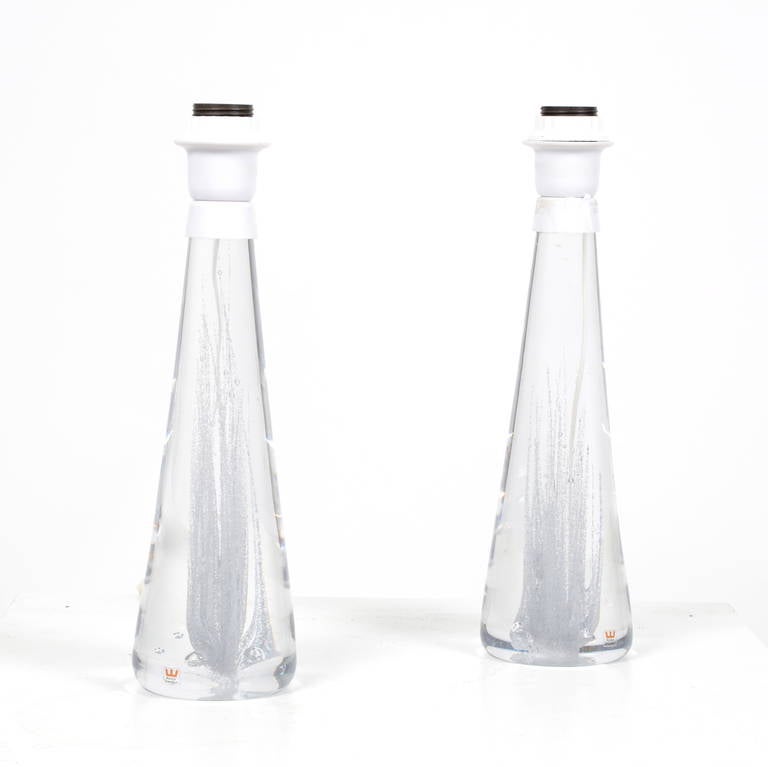 Scandinavian Modern Pair of table lamps in glass, by Vicke Linstrand for Kosta For Sale