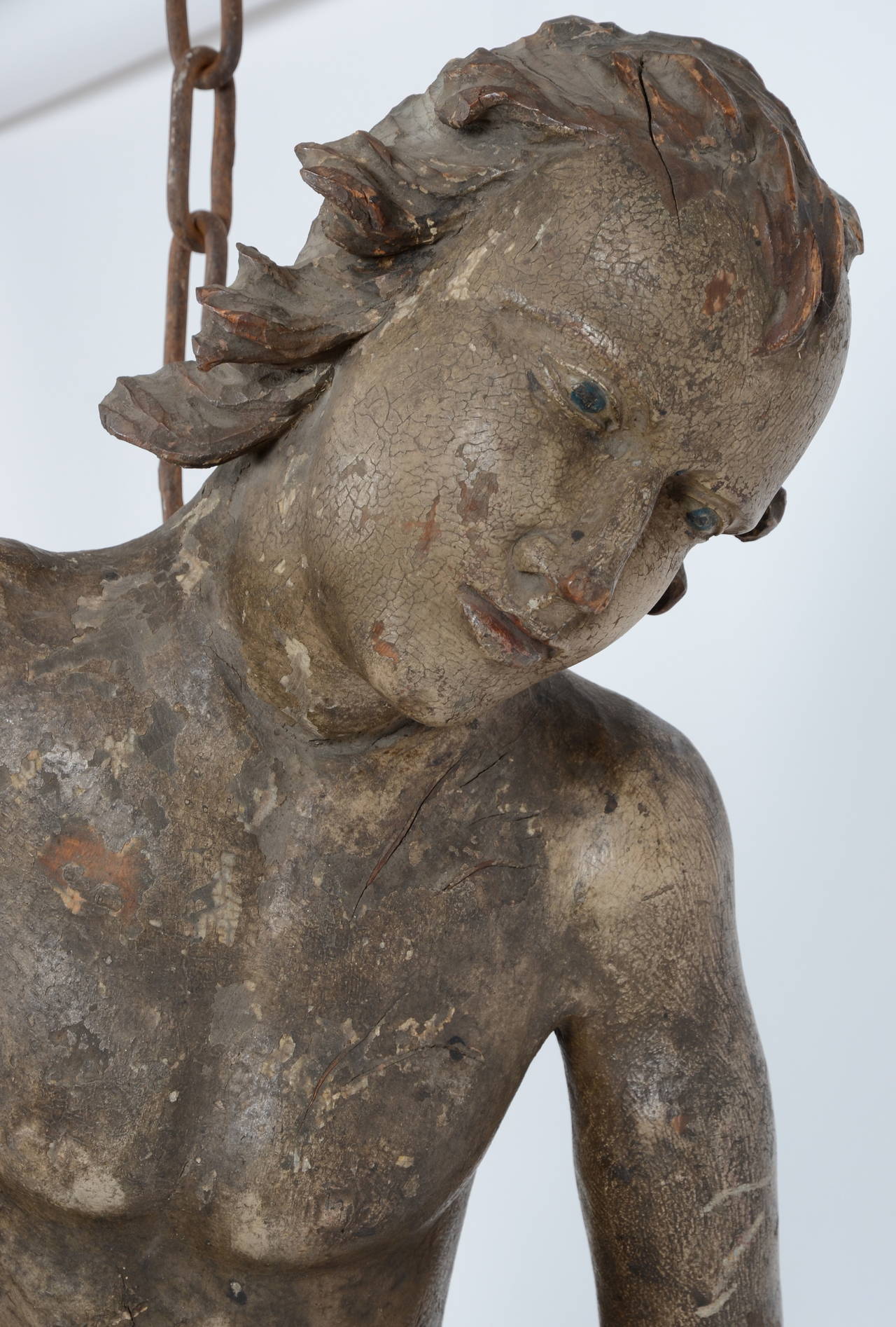 Monumental Hanging Sculpture, Wood, Swedish, 17th Century In Distressed Condition For Sale In Stockholm, SE