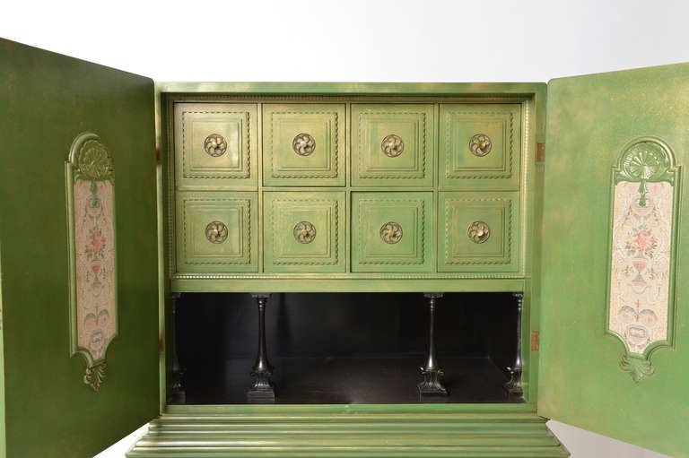 Green Painted Swedish Cabinet, 1930s-1940s In Excellent Condition In Stockholm, SE