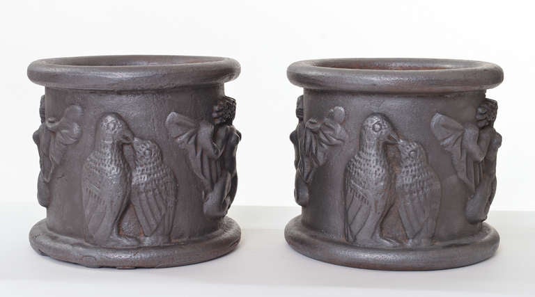 A pair of cast iron urns by Swedish designer Anna Petrus for Näfveqvarns Bruk 1927.

(cf Christian Björk, Näfveqvarns Bruk, Stockholm, 2013, pg. 93)

Don't hesitate to contact me if you have any questions.

Worldwide shipping.