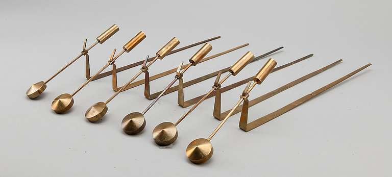 Brass candles sconces designed by Pierre Forssell for Skultuna Sweden. Ten pieces available.