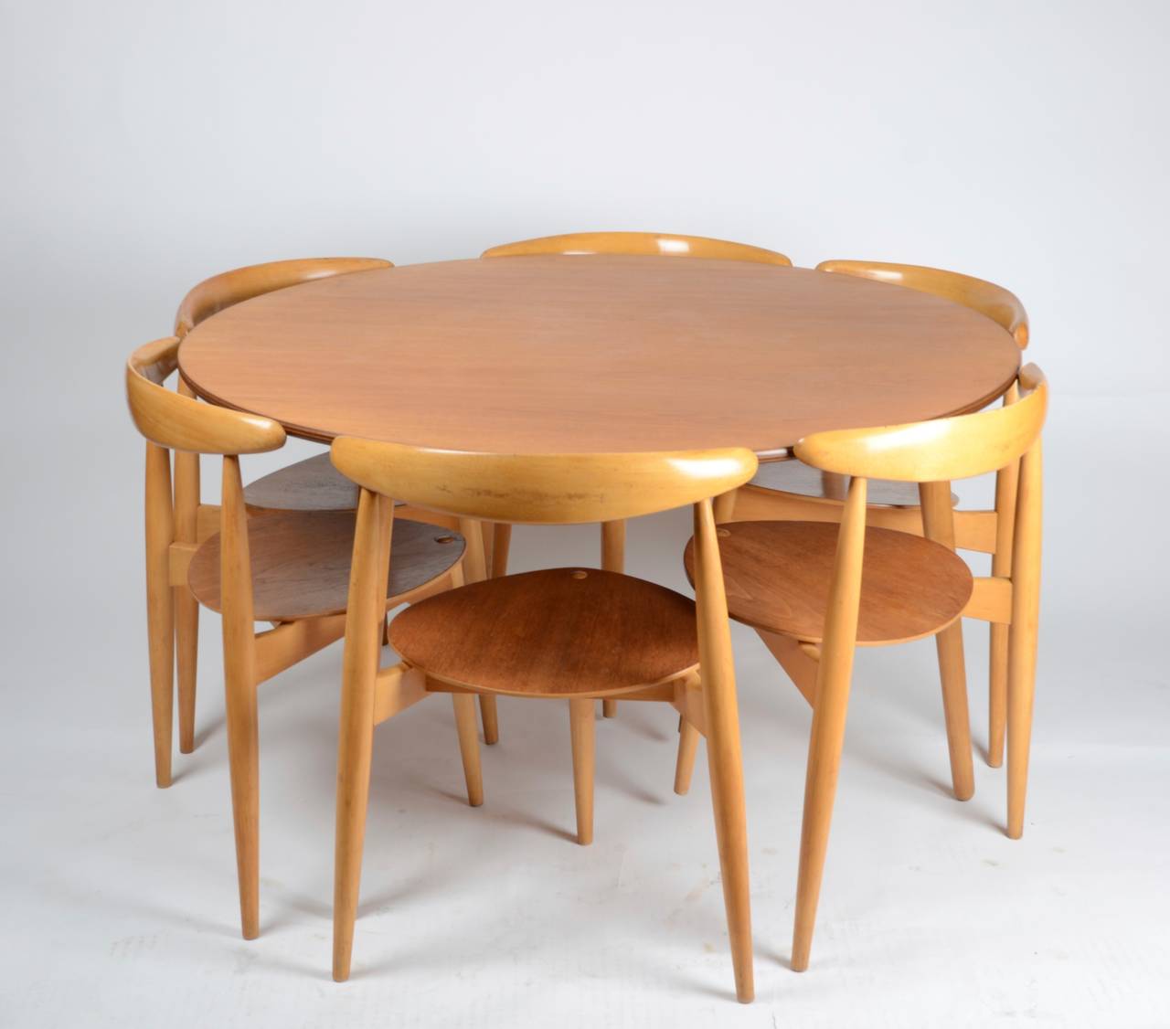 Dining set, teak and beech, 