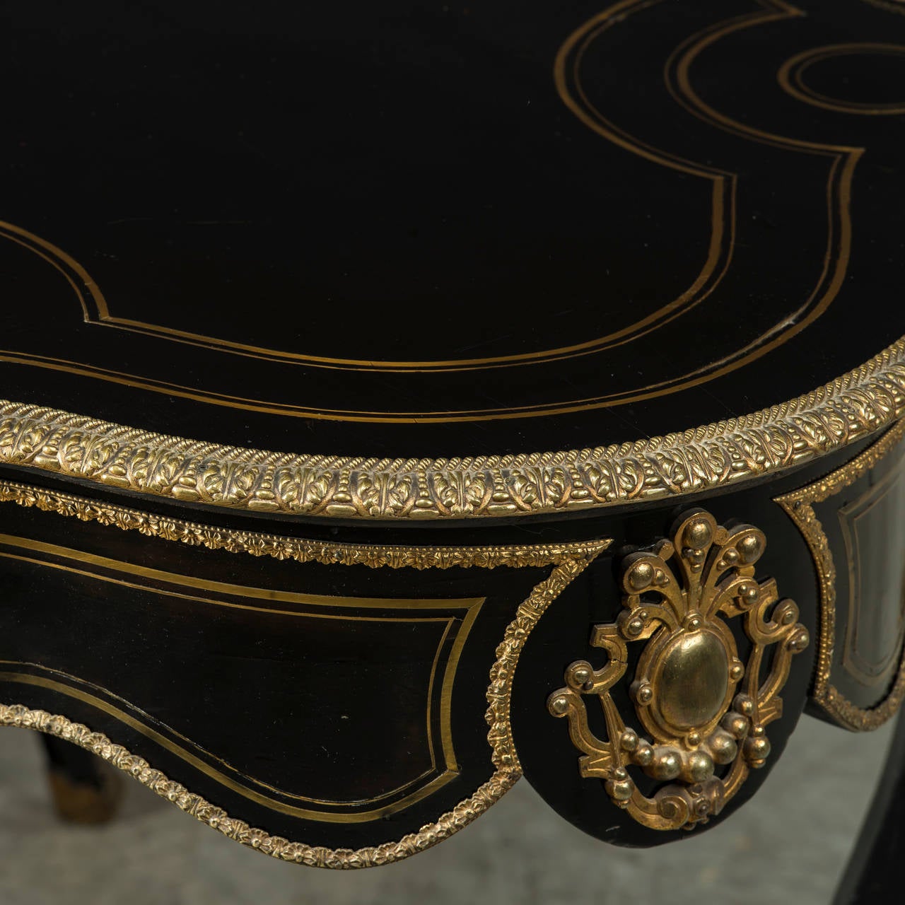 French France, Napoleon III Table 1850-1870 with Ebony and Bronze Mountings For Sale